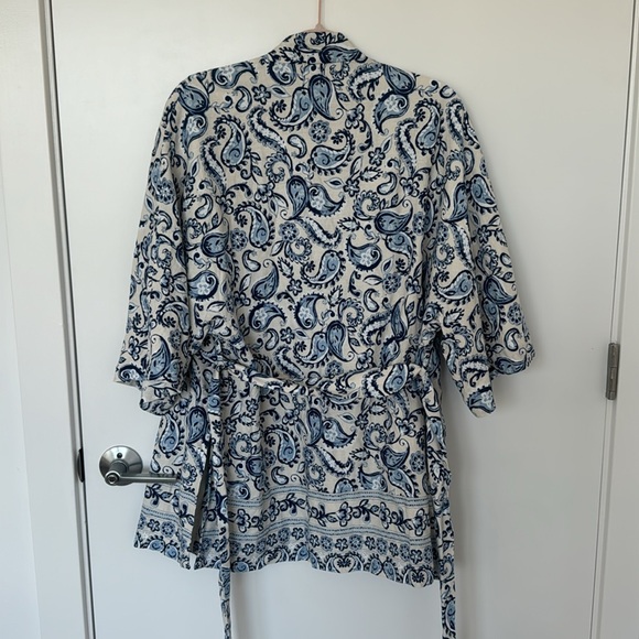 NWT Zara Linen Blend Kimono Jacket Paisley print Sz XS-S - Picture 7 of 11